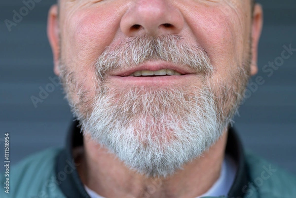 Obraz Close-Up of a Man's Gray Beard and Smile