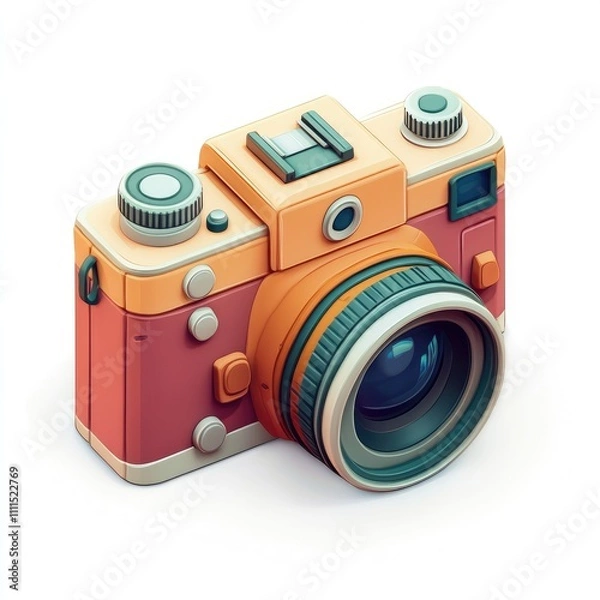 Fototapeta Retro camera isometric illustration.