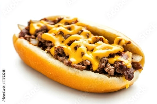 Fototapeta Delicious meal cheesesteak isolated on white background