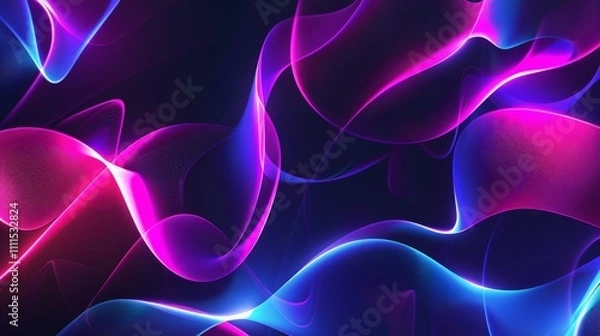 Obraz Smooth elegant pink and blue neon waves creating a mesmerizing abstract background, perfect for modern and futuristic designs