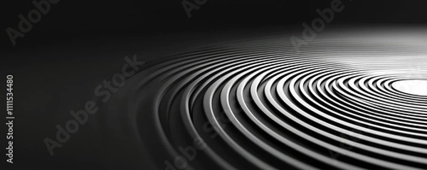 Fototapeta Abstract black and white circular pattern on a smooth background.