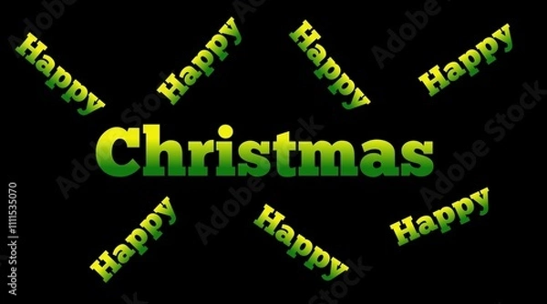 Obraz Colorful christmas word on happy text with black color background