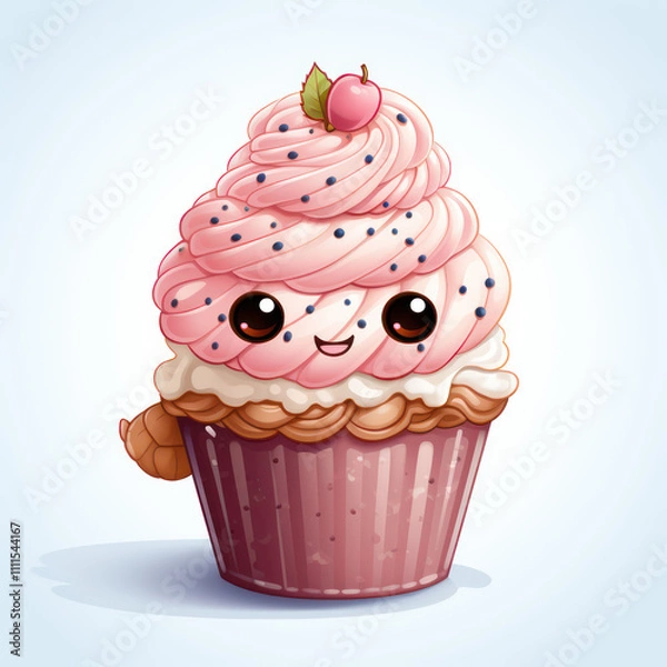 Fototapeta Arifin charming kawaii style knitted cupcake while smiling By Generated AI