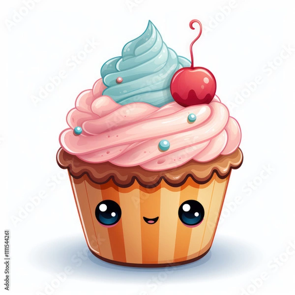 Fototapeta Arifin charming kawaii style knitted cupcake while smiling By Generated AI