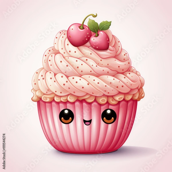 Fototapeta Arifin charming kawaii style knitted cupcake while smiling By Generated AI