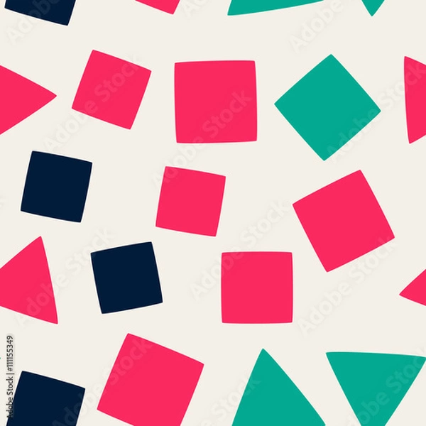 Fototapeta Seamless pattern with squares and triangles. Vector repeating texture.
