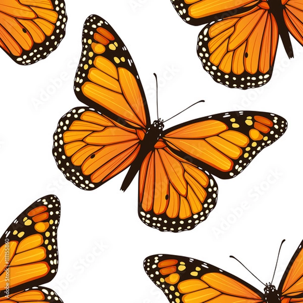 Obraz Seamless pattern with monarch butterflies