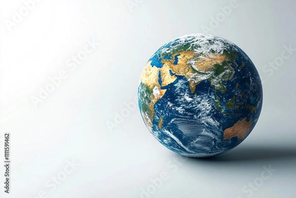 Obraz A Detailed Earth Globe Model on White Background
