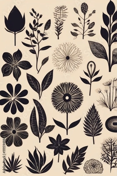 Obraz Timeless Flower Silhouettes Vector Bundle
