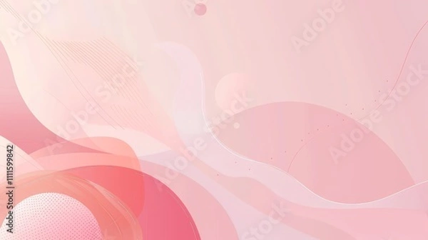 Fototapeta Smooth, flowing shapes and delicate lines create a soft, abstract composition in shades of pink and coral