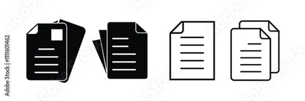 Fototapeta Document icon, vector. Two-tone version on black and white background,  Paper sign and symbol. File Icon