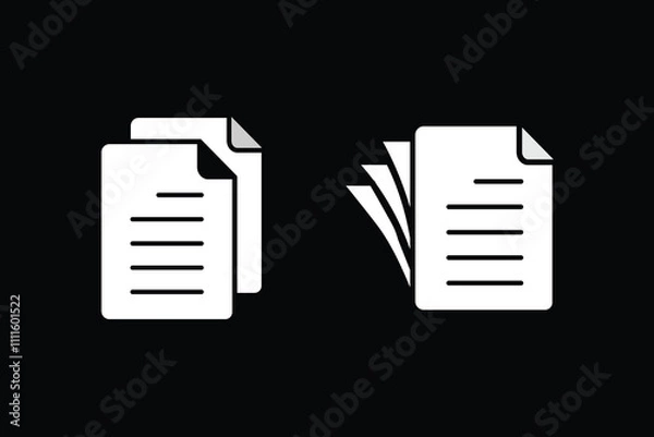 Fototapeta Paper documents icons set. Line sumbol. File icon. Folded written paper set. Line icon - stock vector.