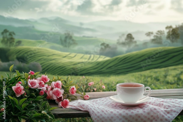 Obraz Tea garden background, special tea day concept