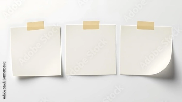 Fototapeta Paper message note reminder blank background office business white empty page label adhesive tape