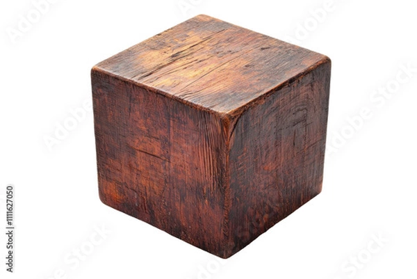 Fototapeta Wooden Cube Isolated on PNG Transparent Background