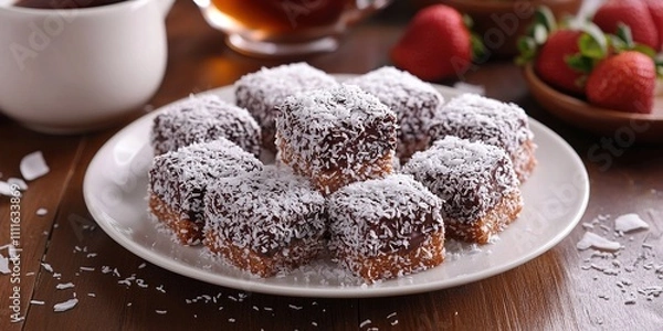 Obraz Classic Australian Lamingtons coconut coated