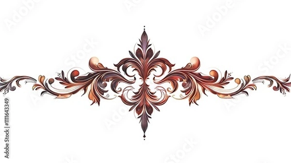 Obraz Ornate brown and beige floral design element, perfect for borders, frames, and dividers.
