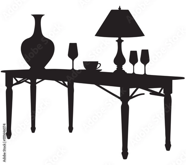 Obraz A vector silhouette image of table 