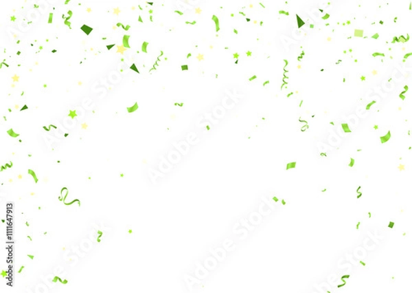 Obraz Green confetti on a white background. Festive vector illustration.