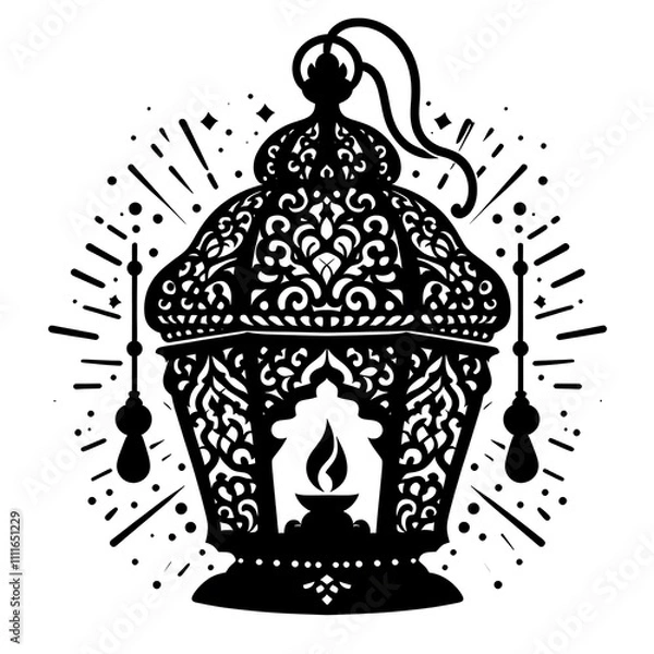 Fototapeta Intricate lantern design with decorative patterns.