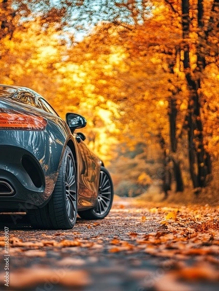 Obraz car isolated on autumn background