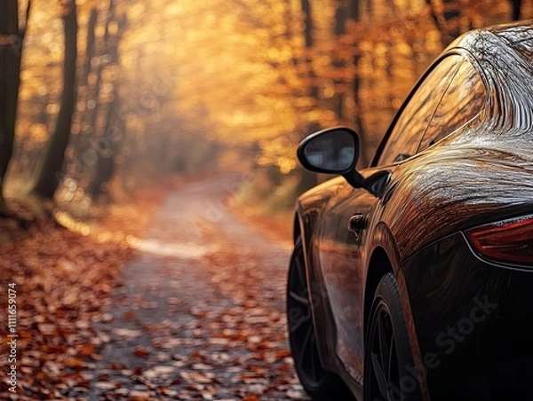 Obraz car isolated on autumn background