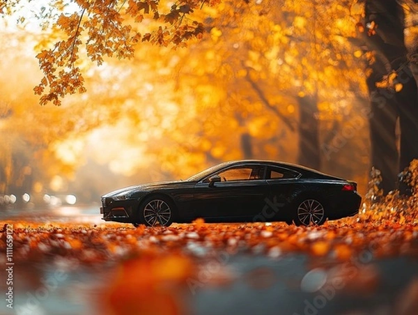 Obraz car isolated on autumn background