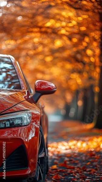 Obraz car isolated on autumn background