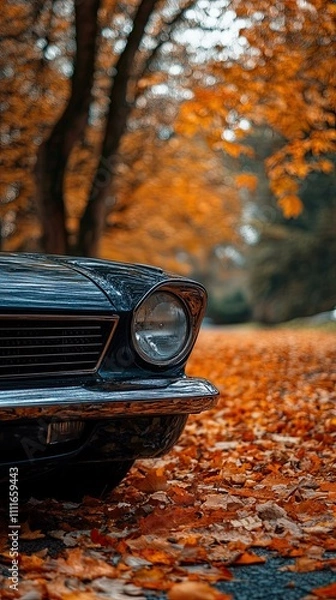 Obraz car isolated on autumn background