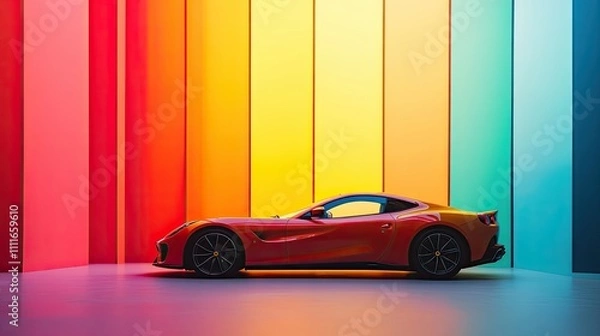 Obraz car isolated on colorful background