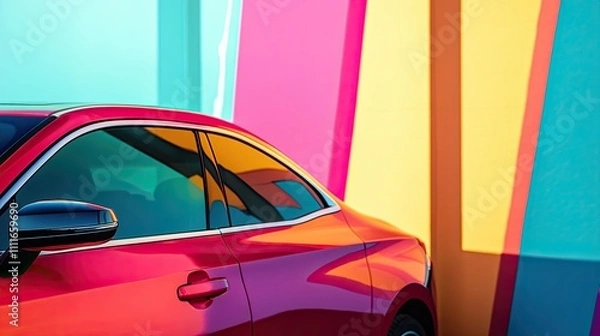 Obraz car isolated on colorful background