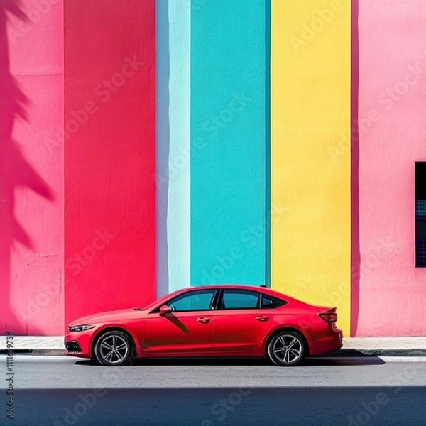 Obraz car isolated on colorful background
