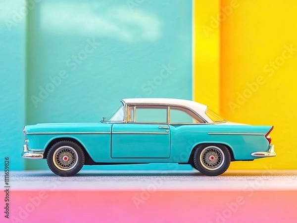 Obraz car isolated on colorful background