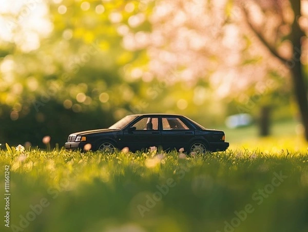 Obraz car isolated on spring background