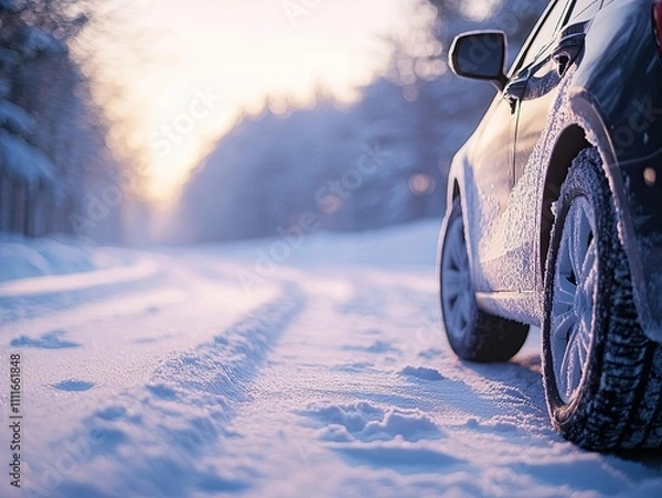 Obraz car isolated on winter background