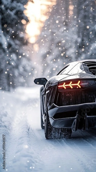 Obraz car isolated on winter background