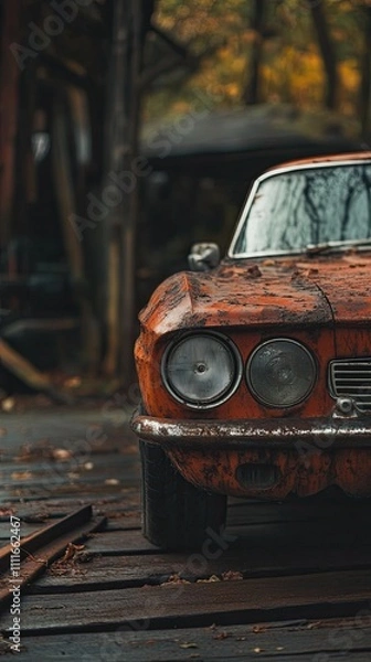 Obraz car isolated on wooden background