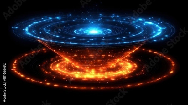 Fototapeta Vivid Cosmic Swirl: A Captivating Digital Art Representation of a Galactic Whirlpool in Bright Blue and Orange, Symbolizing Energy and Movement Across the Universe