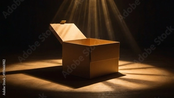 Obraz Mystical Scene with Open Cardboard Box and Dramatic Lighting V1
