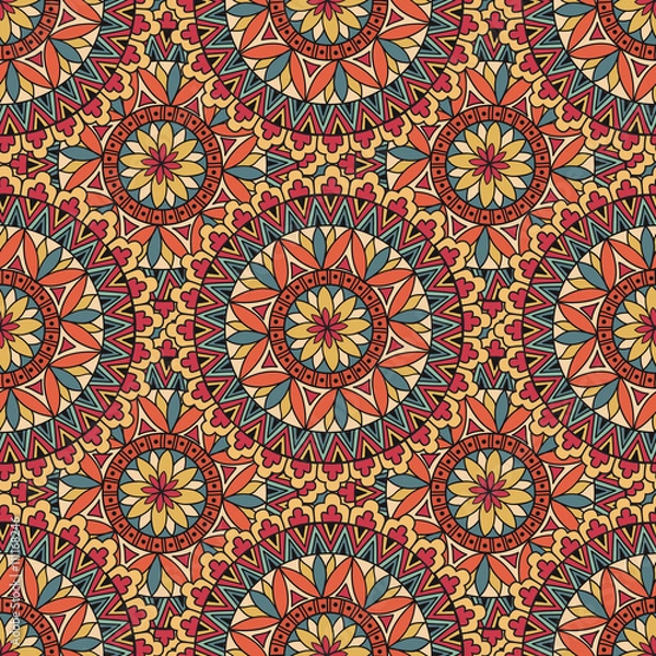Fototapeta Abstract seamless pattern with circular ornament Swirl geometric background. Mandala pattern