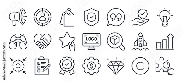 Fototapeta Branding and corporate identity editable stroke outline icon isolated on white background flat vector illustration. Pixel perfect. 64 x 64.