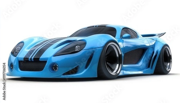 Fototapeta Blue Sports Car Design: Futuristic Vehicle with Sleek Lines and Powerful Engine, Amazing Speed and Acceleration.