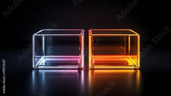 Fototapeta Modern abstract structure, gradient panels, neon-inspired colors