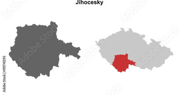 Fototapeta Jihocesky region blank outline map set