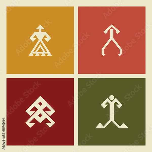 Fototapeta Traditional Turkish carpet and rug patterns. Anatolian motifs symbolizing femininity. Anatolian motifs hands on hips (eli belinde)