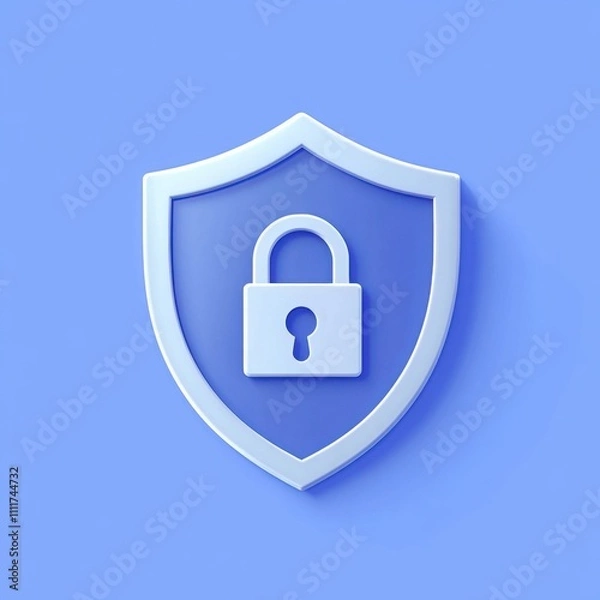 Fototapeta 3d shield icon with a lock in a minimalistic style. privacy or security protection concept.