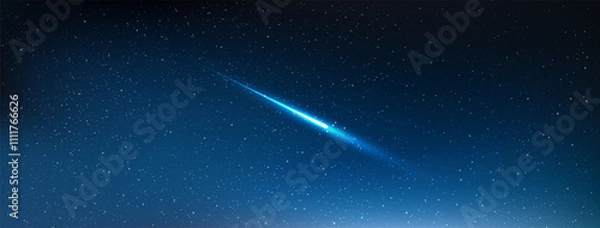 Fototapeta A High quality shooting star in the dark blue sky background. Astrology horizontal background. Stardust in galaxy. Vector Illustration.