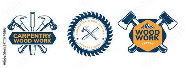 Obraz carpentry logo badge design