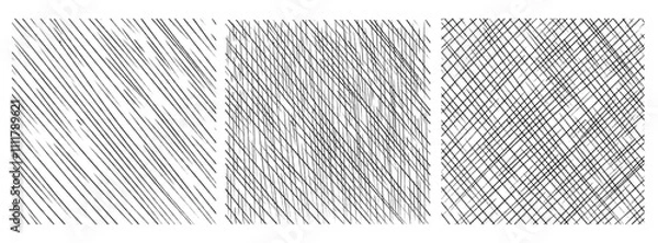 Fototapeta Set of crosshatch texture isolated, hand drawn, line texture