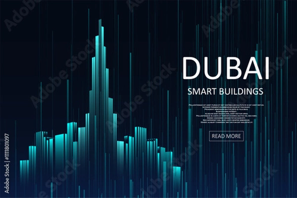 Fototapeta Smart building concept design for Dubai. Graphic concept for your design.